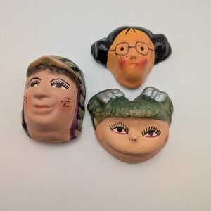 Bolivian Tantawawa Clay Faces Set of 3 Day of the Dead All Saints Day Folk Art